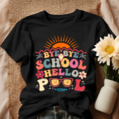Hallo Groovy Retro Design Bye School T-shirt