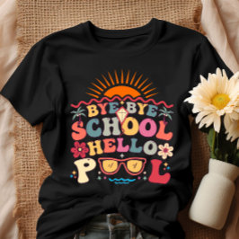 Hallo Groovy Retro Design Bye School T-shirt