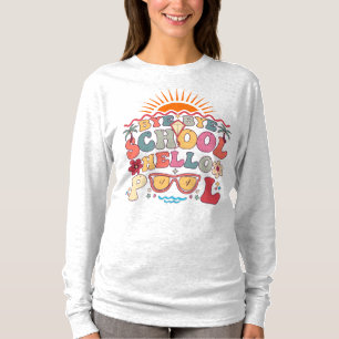 Hallo Groovy Retro Design Bye School T-shirt