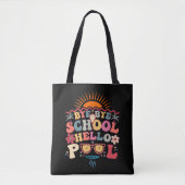 Hallo Groovy Retro Design Bye School Tote Bag (Voorkant)