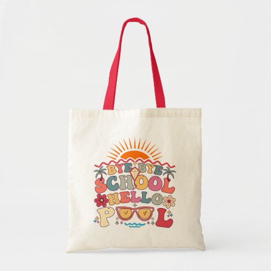 Hallo Groovy Retro Design Bye School Tote Bag (Voorkant)