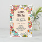 Hallo Groovy Retro Hippie Flower Kaart (Staand voorkant)