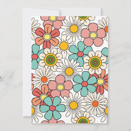 Hallo Groovy Retro Hippie Flower Kaart (Achterkant)