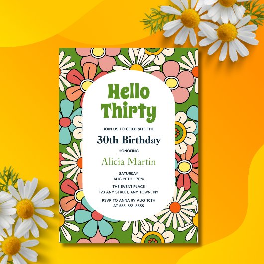 Hallo Groovy Retro Hippie Flower Kaart