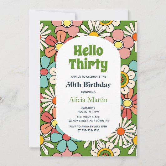 Hallo Groovy Retro Hippie Flower Kaart (Voorkant)