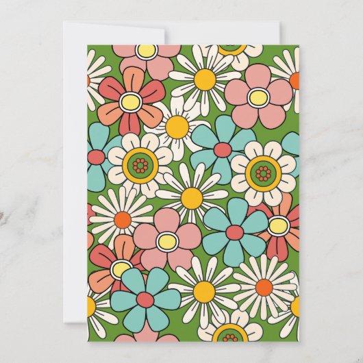 Hallo Groovy Retro Hippie Flower Kaart (Achterkant)