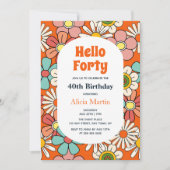 Hallo Groovy Retro Hippie Flower Kaart (Voorkant)