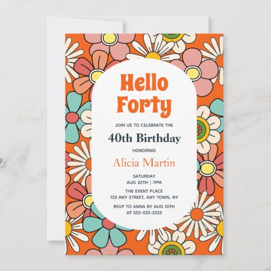 Hallo Groovy Retro Hippie Flower Kaart (Voorkant)