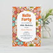 Hallo Groovy Retro Hippie Flower Kaart (Staand voorkant)