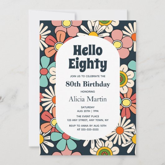 Hallo Groovy Retro Hippie Flower Kaart (Voorkant)