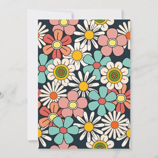 Hallo Groovy Retro Hippie Flower Kaart (Achterkant)