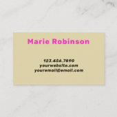 Hallo Groovy Squigggles Khaki Beige Bubblegum Roze Visitekaartje (Achterkant)