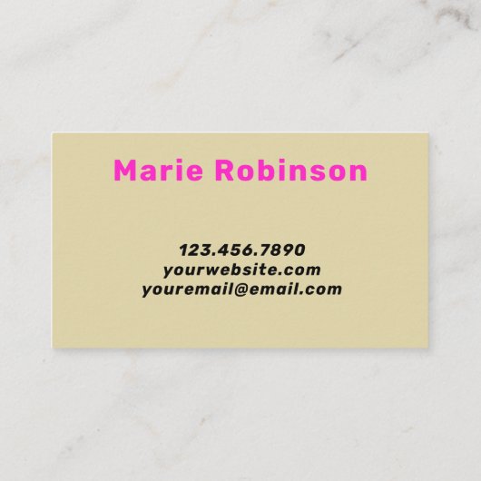 Hallo Groovy Squigggles Khaki Beige Bubblegum Roze Visitekaartje (Achterkant)