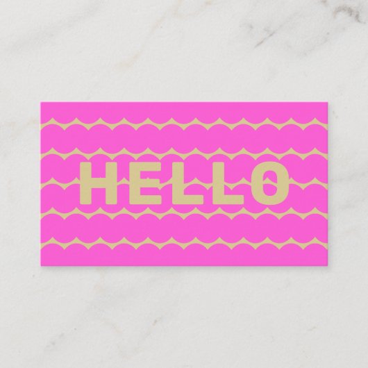 Hallo Groovy Squigggles Khaki Beige Bubblegum Roze Visitekaartje (Voorkant)