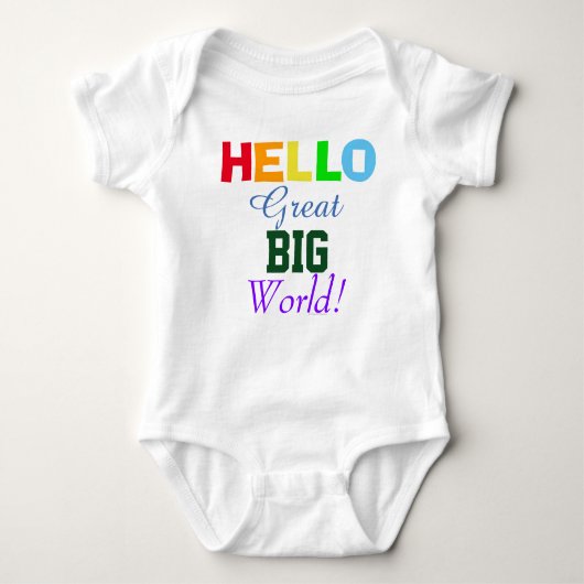 Hallo Grote Grote Wereld Regenboog Baby Shirt (Voorkant)