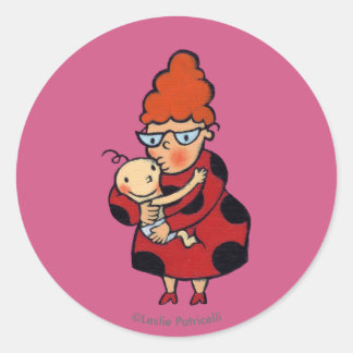 Hallo Grote Hugs van tante in het rood Ronde Sticker