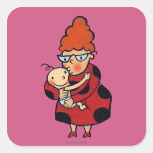 Hallo Grote Hugs van tante in het rood Vierkante Sticker