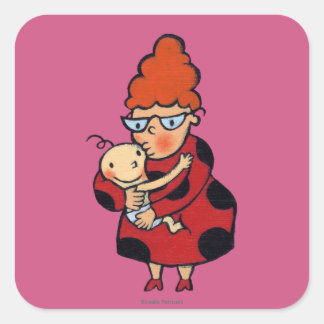Hallo Grote Hugs van tante in het rood Vierkante Sticker