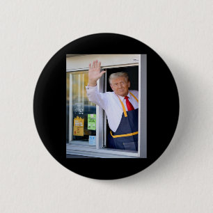 Hallo, haal je burger, Donald Trump kookt frietjes Ronde Button 5,7 Cm