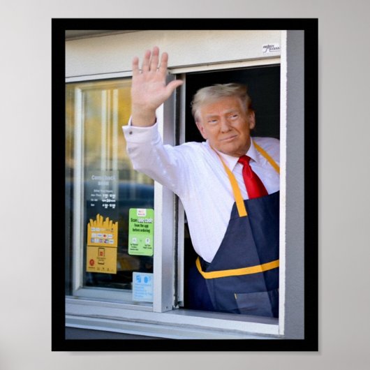 Hallo Haal je hamburger Donald Trump kookt frietwe Poster (Voorkant)