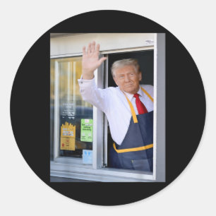 Hallo Haal je hamburger Donald Trump kookt frietwe Ronde Sticker