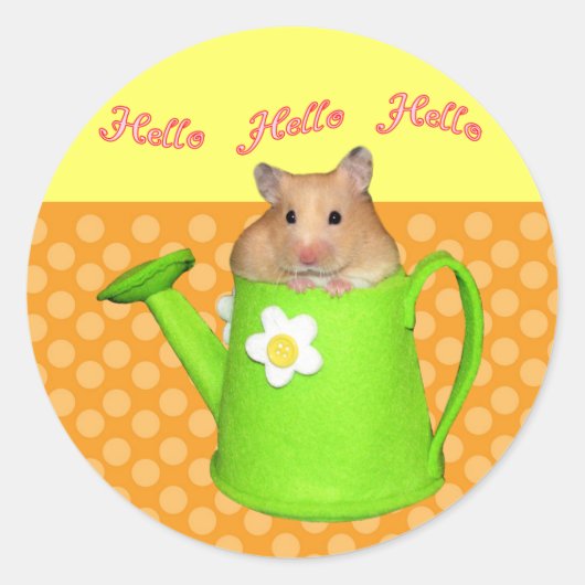 Hallo hallo hamster ronde sticker (Voorkant)