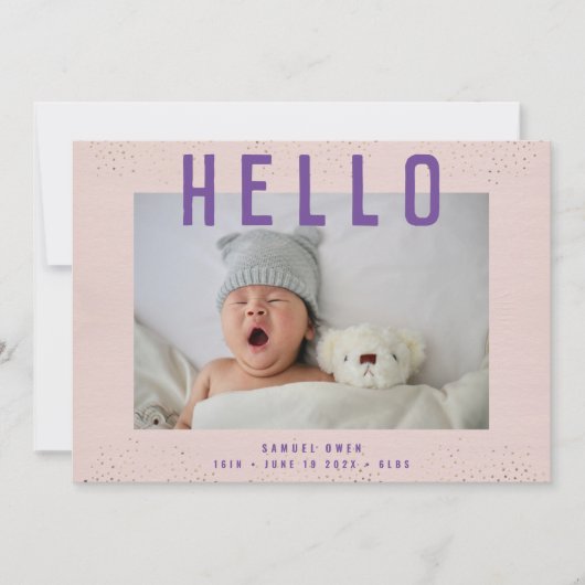 Hallo | HALLO | Mijn Baby | Moderne foto-Lijst geb Aankondiging (Voorkant)