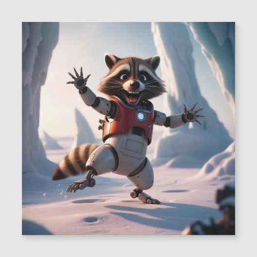 Hallo Hallo Raccon Magnetische Uitnodiging (Voorkant)