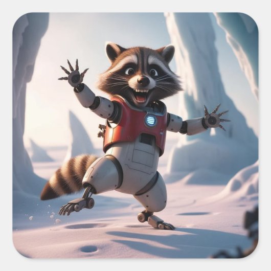 Hallo Hallo Raccon Vierkante Sticker (Voorkant)