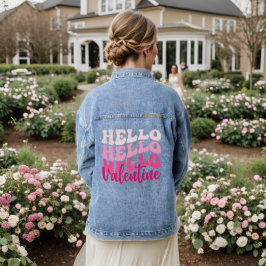 HALLO HALLO VALENTIJN GELUKKIGE VALENTIJN DAG DENIM JACKET