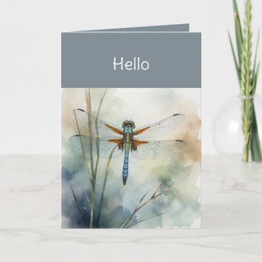 Hallo Hallo Waterverf Dragonfly Art Kaart (Voorkant)