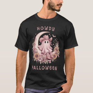 Hallo Halloween Boho Western Geest op Maan T-shirt