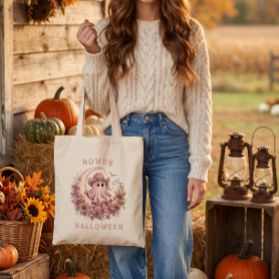 Hallo Halloween Boho Westerse Geest op Maan Tote Bag