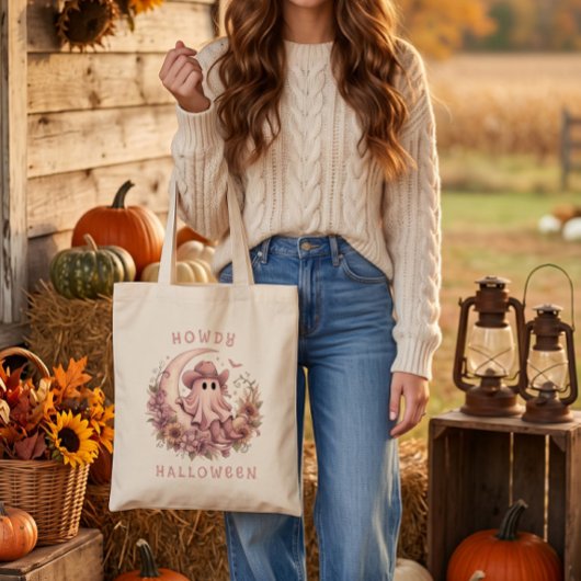 Hallo Halloween Boho Westerse Geest op Maan Tote Bag