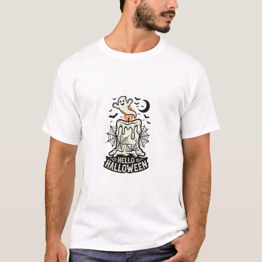 Hallo Halloween Geest Kaars T-shirt (Voorkant)