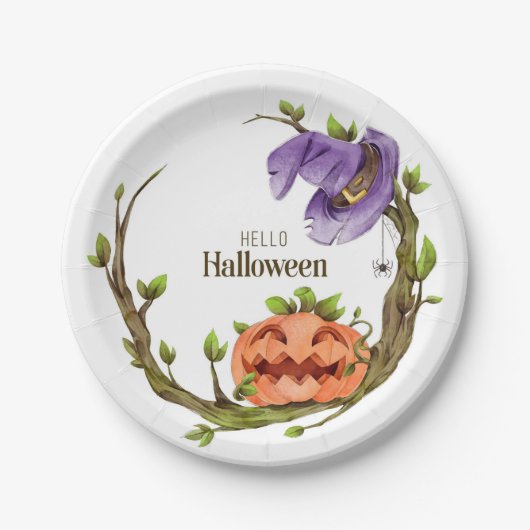 hallo Halloween Papieren Bordje (Voorkant)