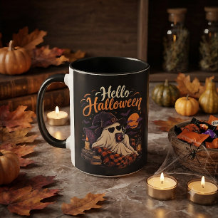 Hallo Halloween Schattig Spookje Koffie Drinken Mok