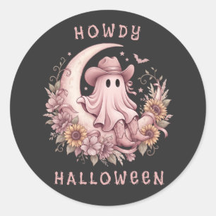 Hallo Halloween Westerse Geest op Maan Ronde Sticker