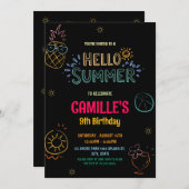 Hallo Hand getekend - Summer Birthday Invitation Kaart (Voorkant / Achterkant)