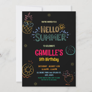 Hallo Hand getekend - Summer Birthday Invitation Kaart