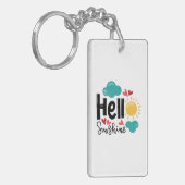 Hallo Hand getrokken kunst - Sleutelhanger (Voorkant Links)