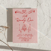 Hallo Hand getrokken roze rode taart Kaart