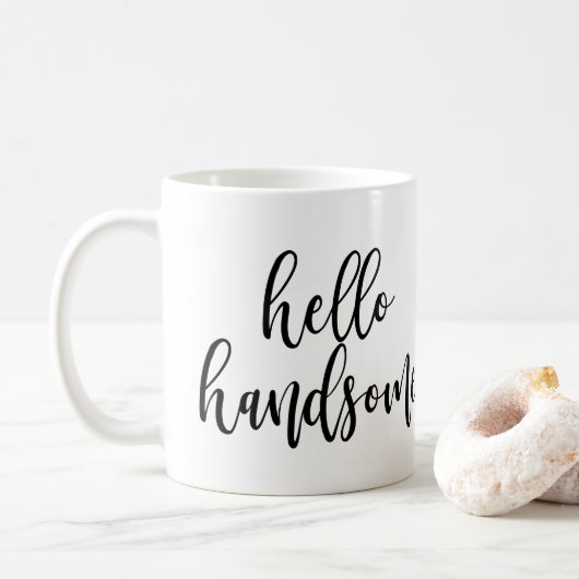 hallo handgeschreven zwart handgeschreven script koffiemok (Met donut)