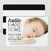 hallo Handsome Baby Photo Geboorteaankondiging Aankondiging (Voorkant / Achterkant)