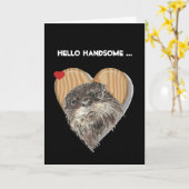 hallo Handsome Masculine Otter Fun Birthday Humor Kaart (Gele Bloem)