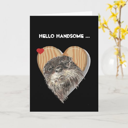 hallo Handsome Masculine Otter Jubileum Humor Kaart (Gele Bloem)