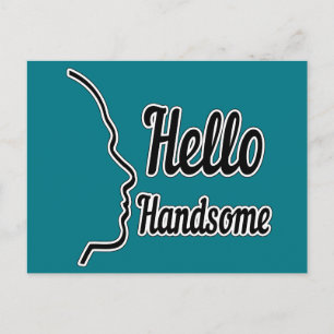 hallo Handsome Profile Face Drawing Typografie Briefkaart