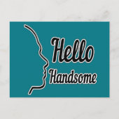 hallo Handsome Profile Face Drawing Typografie Briefkaart (Voorkant)