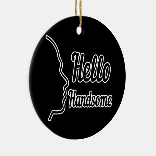 hallo Handsome Profile Face Drawing Typografie Keramisch Ornament (Rechts)
