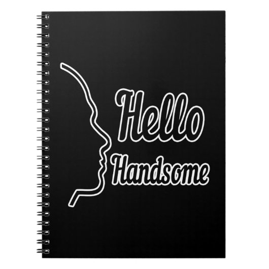 hallo Handsome Profile Face Drawing Typografie Notitieboek (Voorkant)